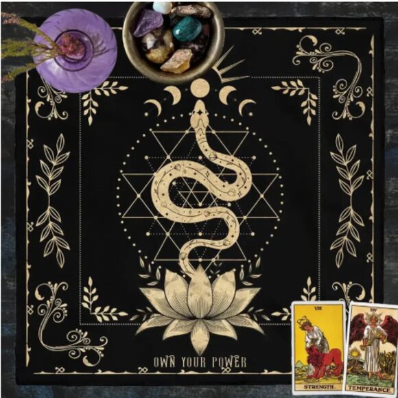 Tarot Cloth Moon Phase Snake Own Your Power 19 X 19 NWT - Picture 1 of 2